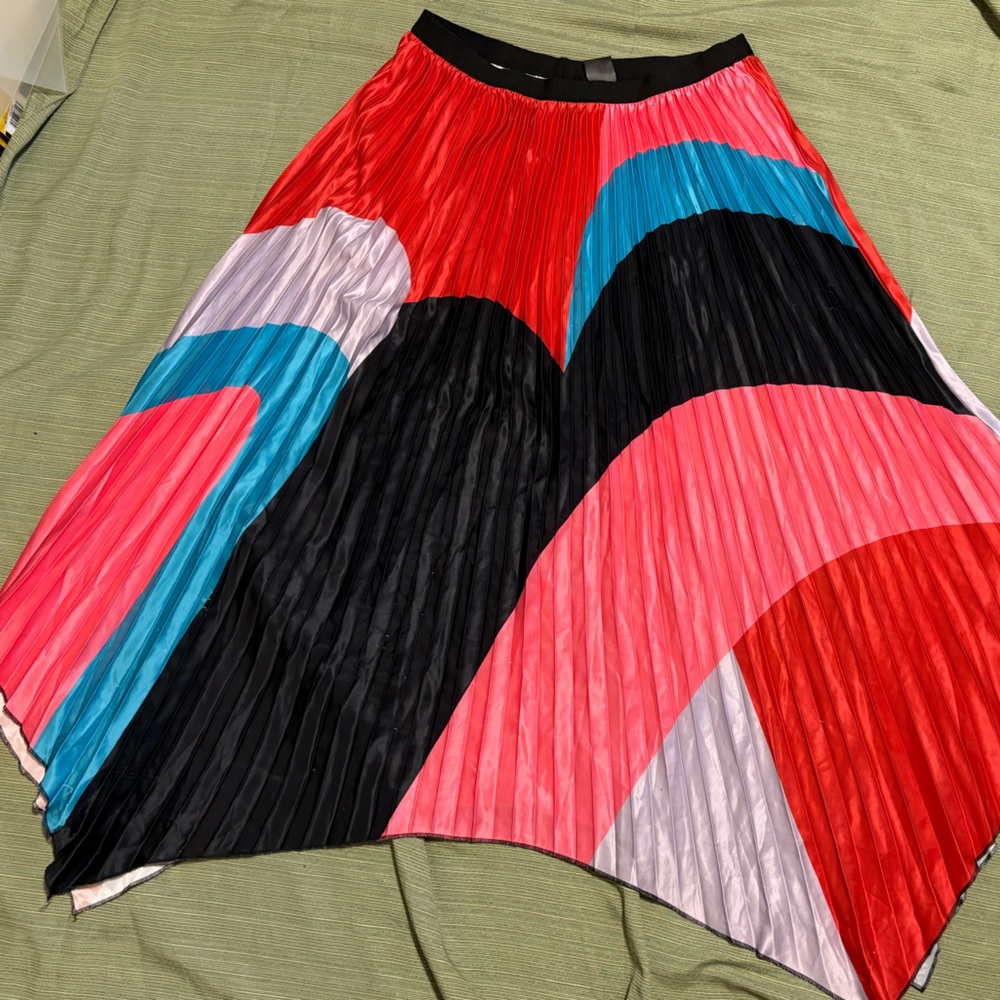 Colorful Abstract Pleated Skirt